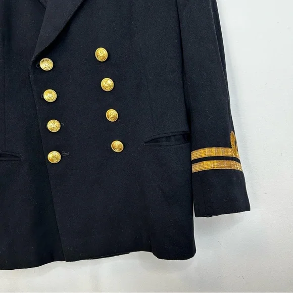 Vintage 60s Royal Navy Lieutenant Rank Military Dress Jacket  Gieves Black Navy - Picture 6 of 16